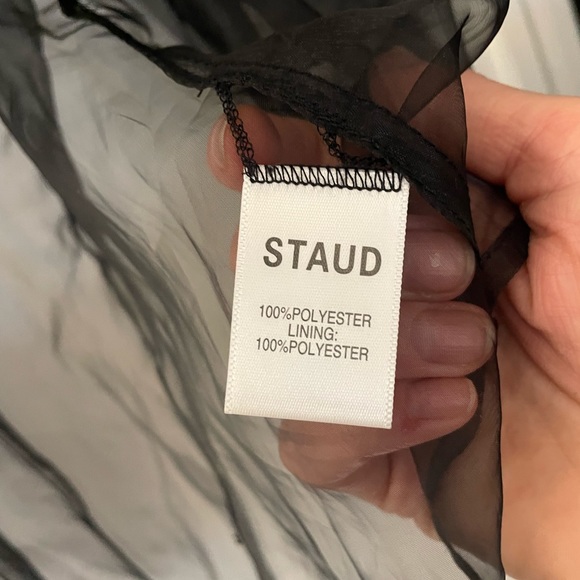 Staud Black Mesh Collared Blouse - Picture 5 of 6